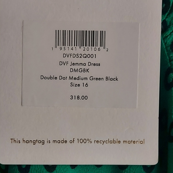 Diane Von Furstenberg Jemma Dress green size 16 NEW With tags! - Picture 5 of 8